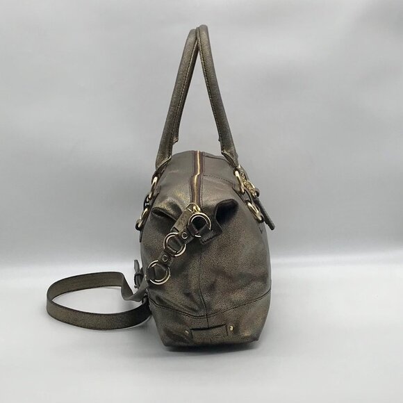 Cole Haan Metallic Bronze Leather Convertible Satchel - Picture 4 of 10